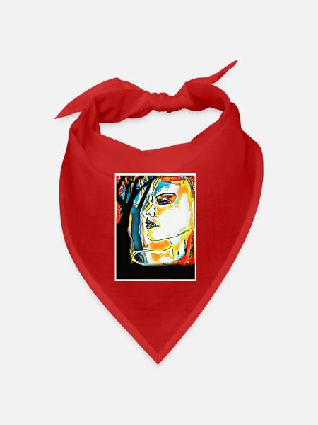 Farbenfrohes Pop-Porträt - Bandana Dreieckstuch - Rot