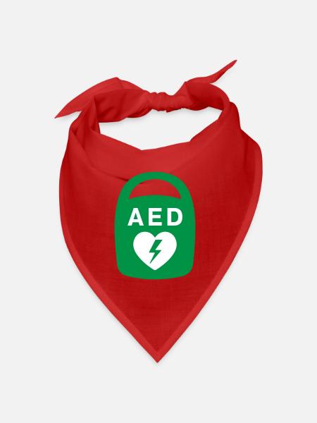 AED-Herznotfall-Medizin-Symbol - Bandana Dreieckstuch - Rot