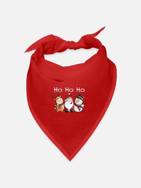 Ho Ho Ho Weihnachtsmann mit Freunden - Weihnachten - Bandana Dreieckstuch - Rot