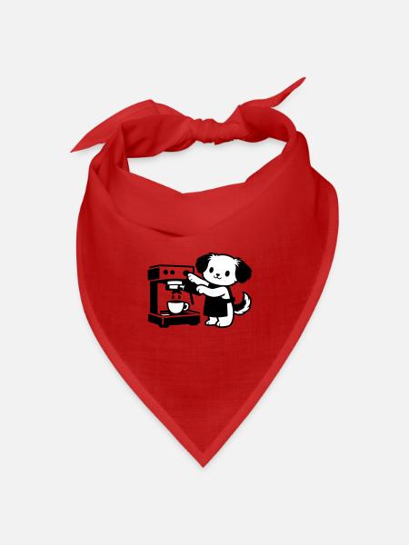 Barista-Hund supersüß - Bandana Dreieckstuch - Rot