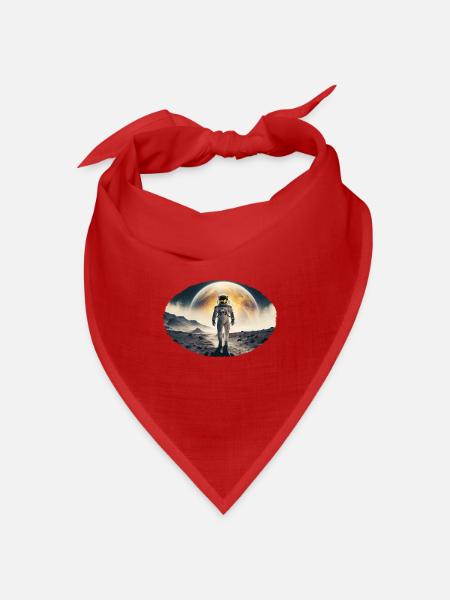 Astronaut auf Mondlandschaft - Bandana Dreieckstuch - Rot