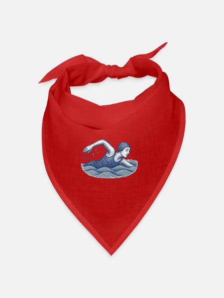 Vintage Schwimmer Illustration - Bandana Dreieckstuch - Rot
