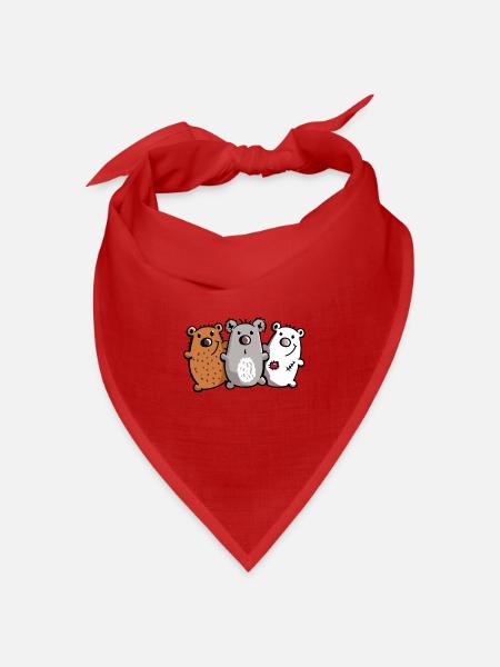 Bären Trio - Bärchen - Koala - Eisbär - Braunbär - Bandana Dreieckstuch - Rot