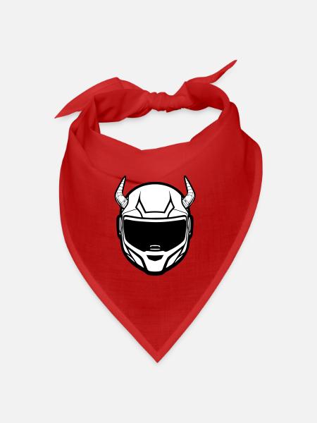 Motocross Motorradhelm mit zwei Hörnern - Bandana Dreieckstuch - Rot