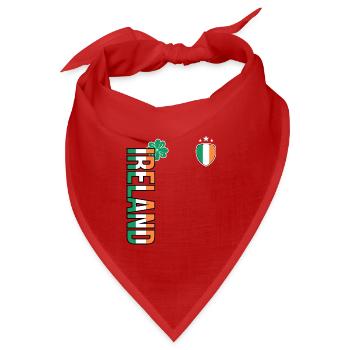 Irland Vertikales Flaggenwappen T-Shirt - Bandana Dreieckstuch - Rot - Vorne