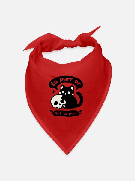 To Purr or Not to Purr | Katze mit Totenkopf - Bandana Dreieckstuch - Rot