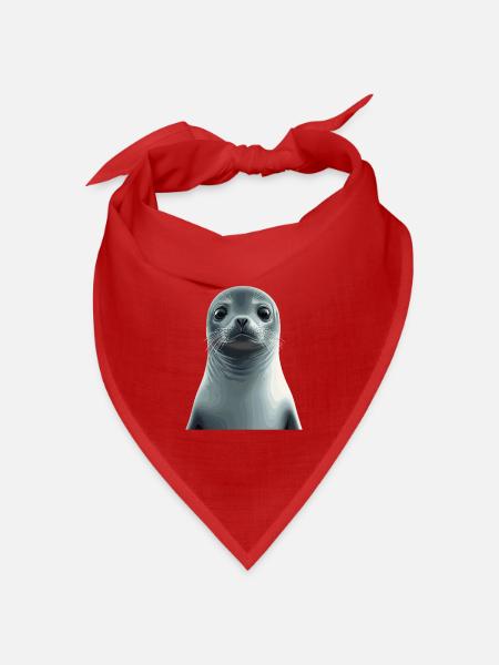 Graustufen Robbenillustration - Bandana Dreieckstuch - Rot