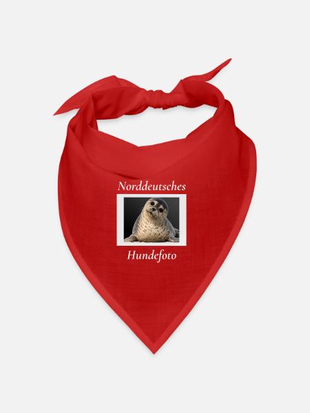 Norddeutsches Hundefoto Lustiger Seehund Nordsee  - Bandana Dreieckstuch - Rot