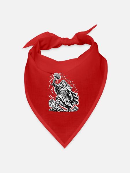 Thor – Donnergott im mystischen Sturm - Bandana Dreieckstuch - Rot
