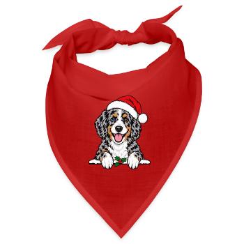 Weihnachten Aussiedoodle - Bandana Dreieckstuch - Rot - Vorne