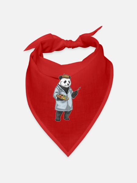 Panda Maler Pinsel Malen - Bandana Dreieckstuch - Rot