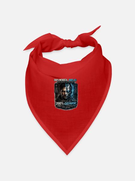 100% Mensch. 100% KI. Zwei Welten. Ein Verstand. - Bandana Dreieckstuch - Rot