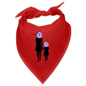 Familie Silhouette Liebe Kinder Eltern Mama Papa - Bandana Dreieckstuch - Rot - Vorne