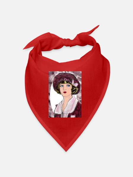 Lady Noir Portrait (Rot) - Bandana Dreieckstuch - Rot