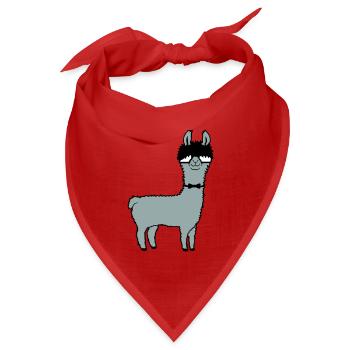 Lama Nerd Geek Hornbrille Fliege Lustig Alpaka Süß - Bandana Dreieckstuch - Rot - Vorne