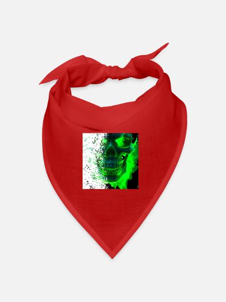 Grünes Kryptowelt Schädel Design - Bandana Dreieckstuch - Rot