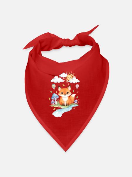 Cute Fox by the River - Bandana Dreieckstuch - Rot
