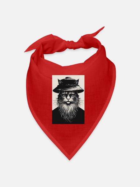 Die stille Katze - Bandana Dreieckstuch - Rot