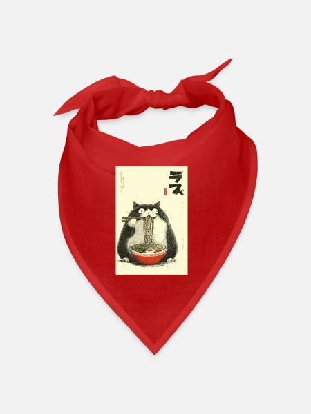 Neko Ramen Katze - Bandana Dreieckstuch - Rot