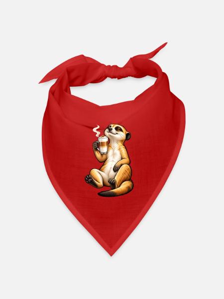 Süßes Erdmännchen mit Latte Macchiato - Bandana Dreieckstuch - Rot