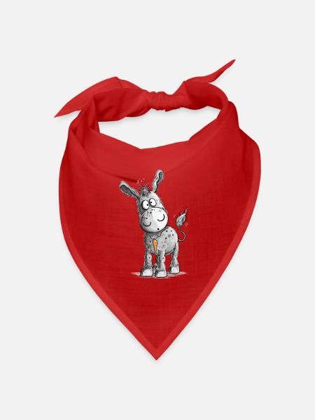 Karotten Anhänger Esel Cartoon - Bandana Dreieckstuch - Rot