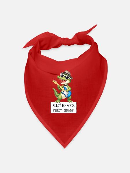 Ready to Rock First Grade – Krokodil Einschulung - Bandana Dreieckstuch - Rot