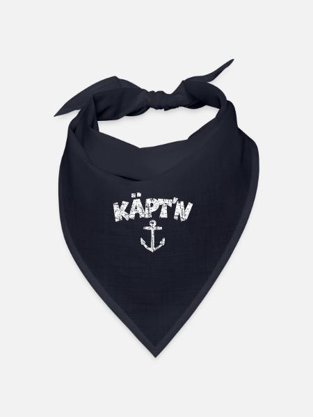 Käpt'n Anker (Vintage Weiß) Kapitän Boot & Segeln - Bandana Dreieckstuch - Navy