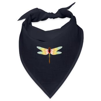 Schillernde Libelle – Filigranes Insektenmotiv - Bandana Dreieckstuch - Navy - Vorne