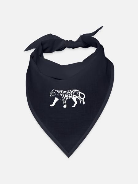 Stilisierter Tiger mit Tiermuster - Bandana Dreieckstuch - Navy