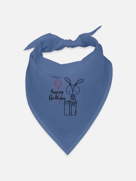 Happy Birthday - Bandana Dreieckstuch - Taubenblau