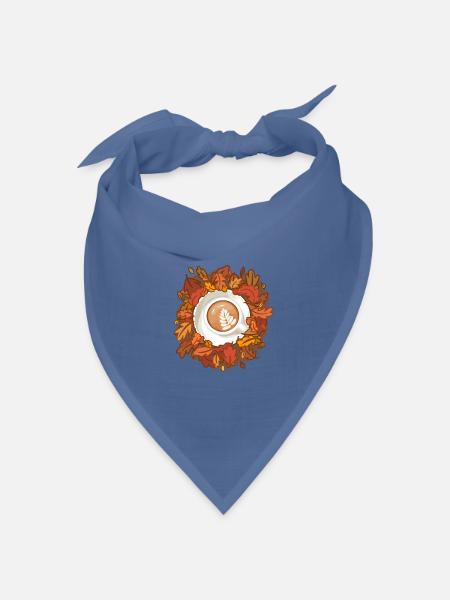 Leaves are Falling, Coffee is Calling - Bandana Dreieckstuch - Taubenblau
