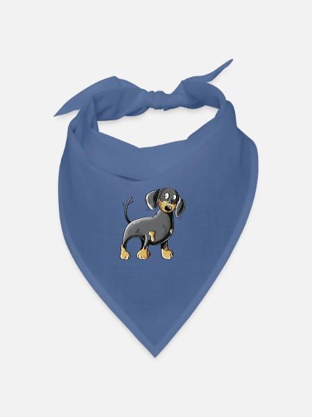 Happy Dachshund I Dackel I Teckel Hund Comic - Bandana Dreieckstuch - Taubenblau