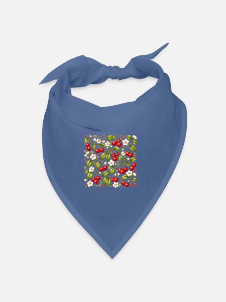 Kirschen Muster Botanisch Sommer Garten Früchte - Bandana Dreieckstuch - Taubenblau