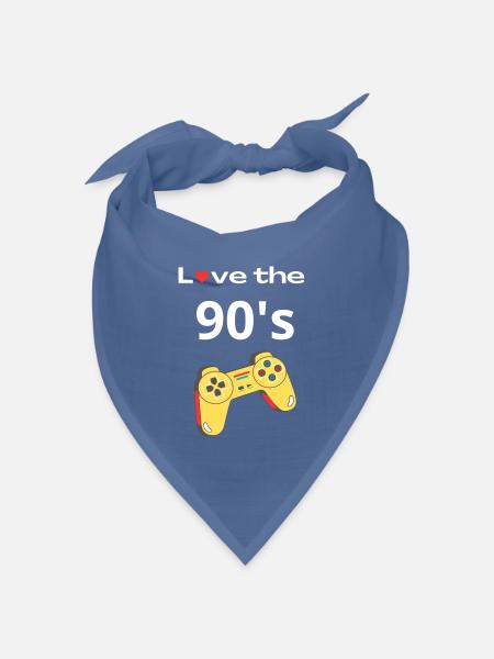 Ich liebe den Retro-Controller der 90er - Bandana Dreieckstuch - Taubenblau