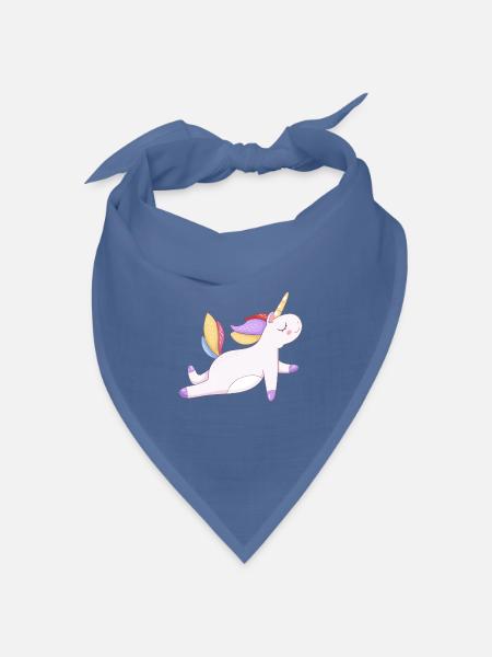 Buntes Einhorn sitzend, Pastellmuster - Bandana Dreieckstuch - Taubenblau