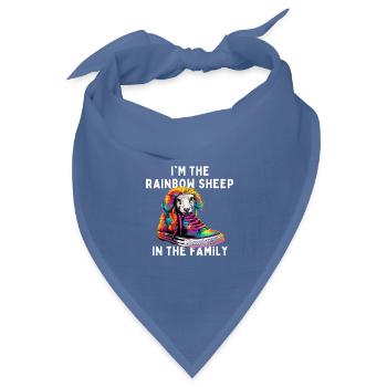 Regenbogenlamm im Familienkreis - Bandana Dreieckstuch - Taubenblau - Vorne