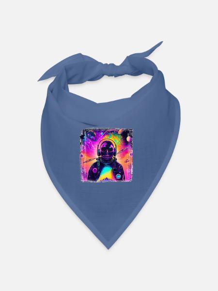 Neon Astronaut im Cosmic Psychedelic - Bandana Dreieckstuch - Taubenblau