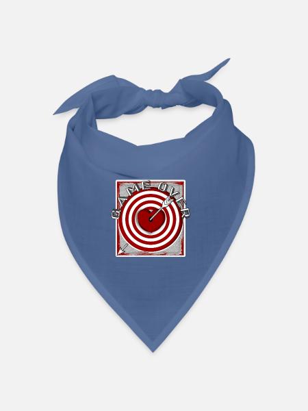 Zielscheibe mit Pfeil im Herz Game over - Karte - Bandana Dreieckstuch - Taubenblau