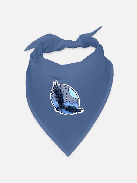 Rabe im Flug vor Nachthimmel - Bandana Dreieckstuch - Taubenblau