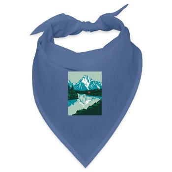 Norwegen Landaschaft mit roten Holhaus  - Bandana Dreieckstuch - Taubenblau - Vorne