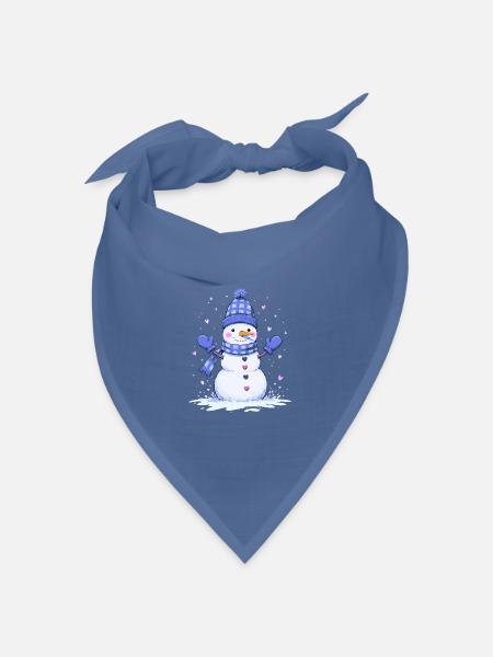 Niedlicher Schneemann mit Herz - Bandana Dreieckstuch - Taubenblau