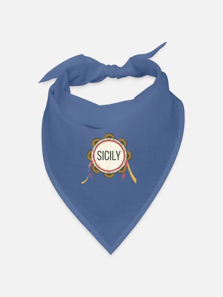 Sizilianischer Tamburin Sizilien - Bandana Dreieckstuch - Taubenblau