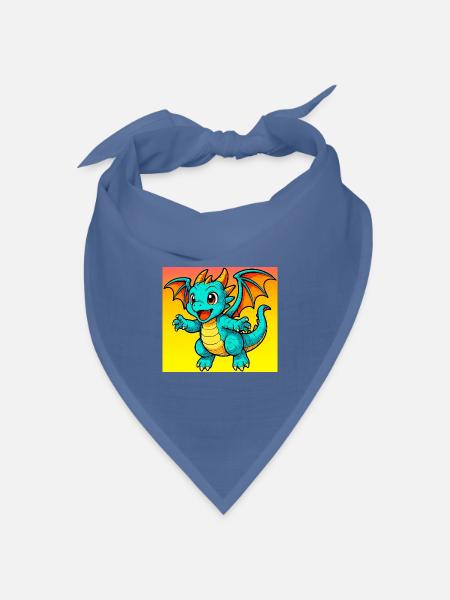Drache - Bandana Dreieckstuch - Taubenblau