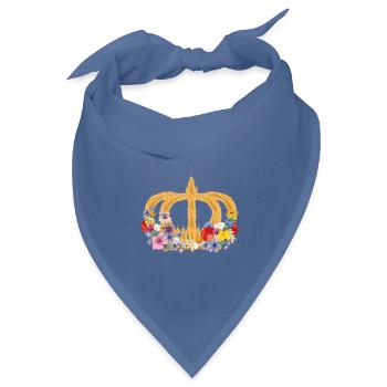 Ährenkrone mit Blumen – Symbol für Natur und Ernte - Bandana Dreieckstuch - Taubenblau - Vorne