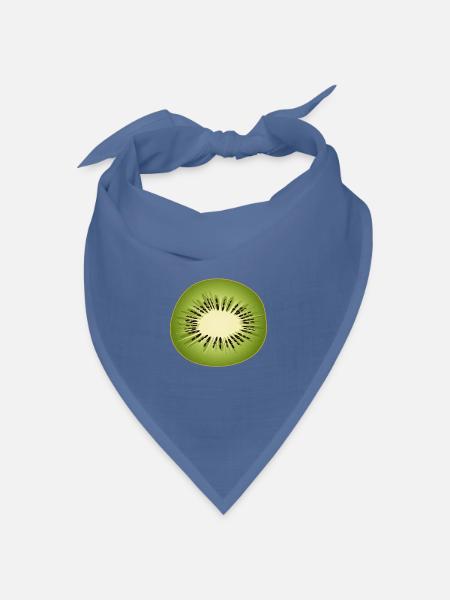 Kiwi Scheibe als frisches Fruchtmotiv - Bandana Dreieckstuch - Taubenblau