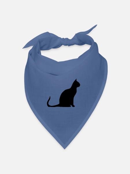 schwarze Katze Katze schwarz Katzen Silhouetten - Bandana Dreieckstuch - Taubenblau