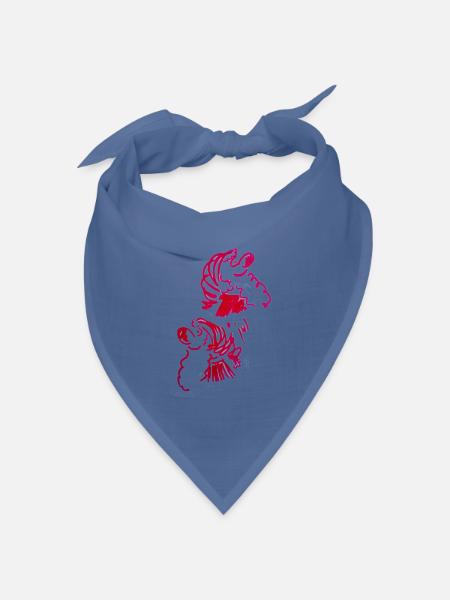 Zwei gezogene Weihnachtsmänner - Bandana Dreieckstuch - Taubenblau