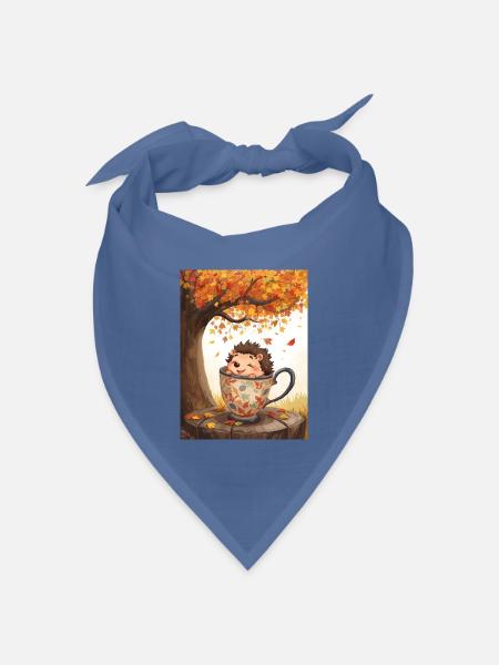 EG Igel in Tasse I Herbst I Urlaub I Geschenkidee - Bandana Dreieckstuch - Taubenblau