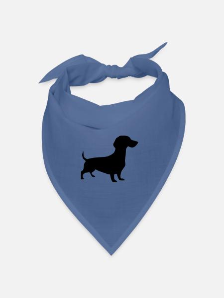 Dachshund Hunde Silhouette Geschenk Dackelbesitzer - Bandana Dreieckstuch - Taubenblau