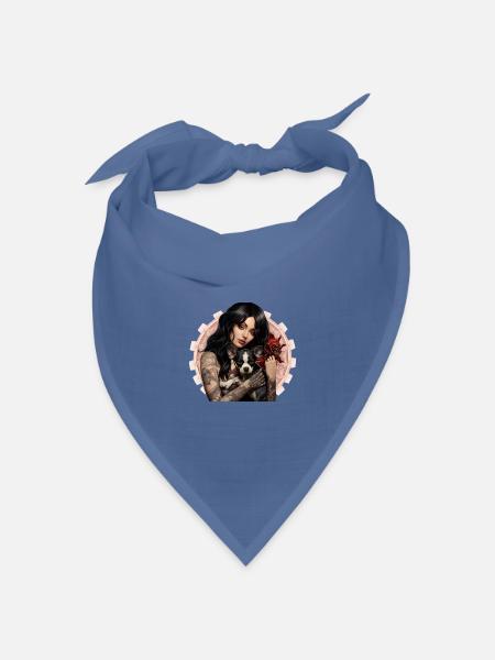Schwarzträger Dunkelromantiker Schwarzer Gothic - Bandana Dreieckstuch - Taubenblau